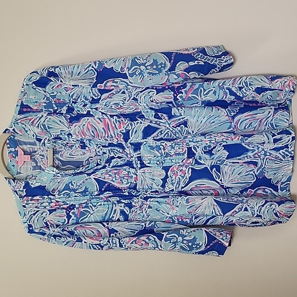 Lilly Pulitzer Preppy Dylan Tunic multi palm beach pop over blouse Size Medium - Picture 1 of 16